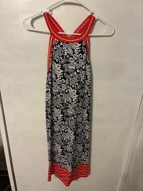 Max Studio Navy, White & Red Floral Maxi Dress